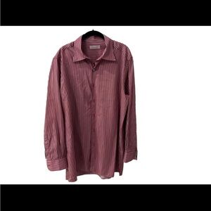 Ermenegildo Zegna Red, Gold and White Striped Button Down Shirt